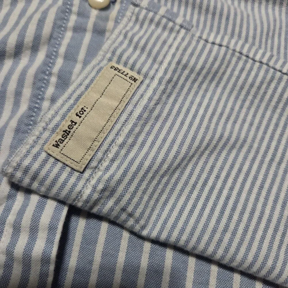 J. Crew Blue and White Striped Cotton Button-Down Shirt
